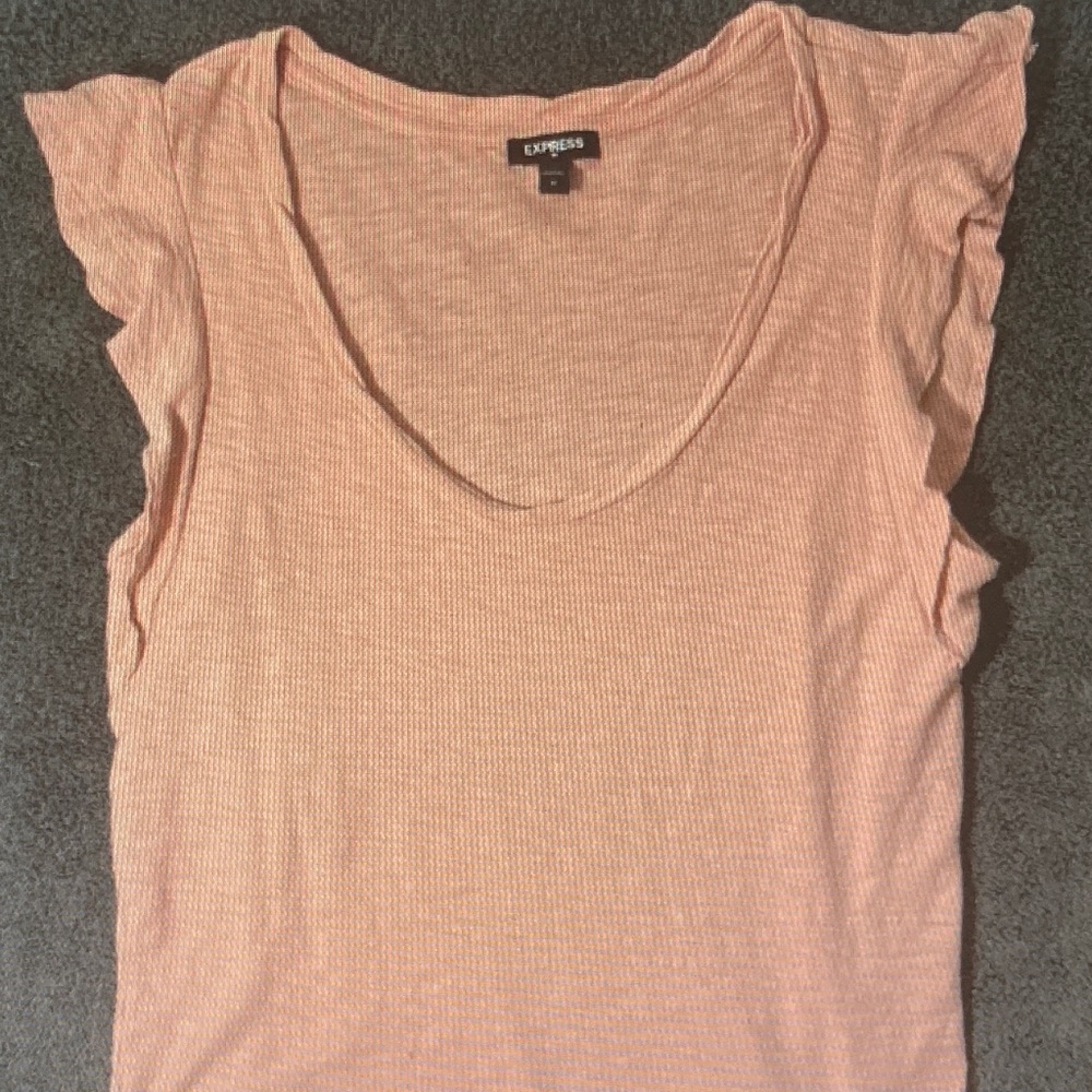 Express Women's Blush Pink Ruffle Sleeve Scoop Tank
